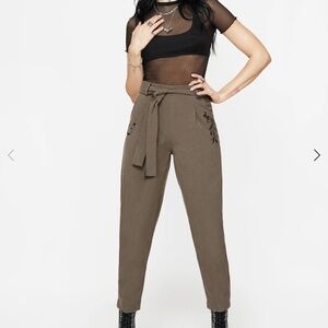 Disturbia - Hester Embroidered Tapered Trousers - Brown